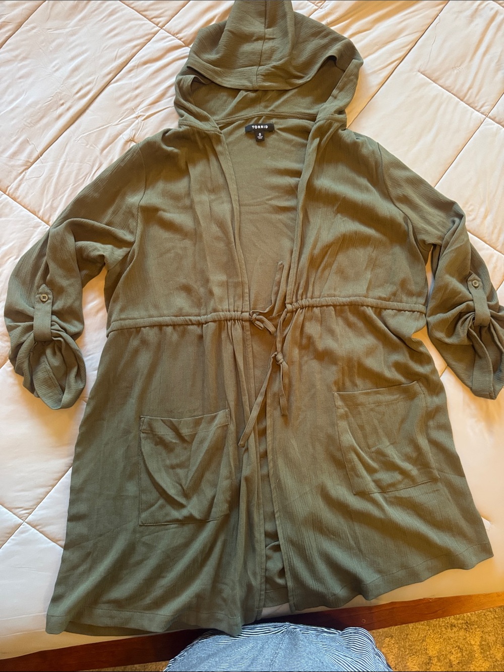torrid Olive Hooded Open-Front Cardigan